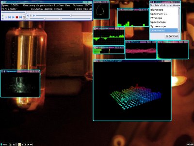 AlsaPlayer with the scope plugins and the scope selection window